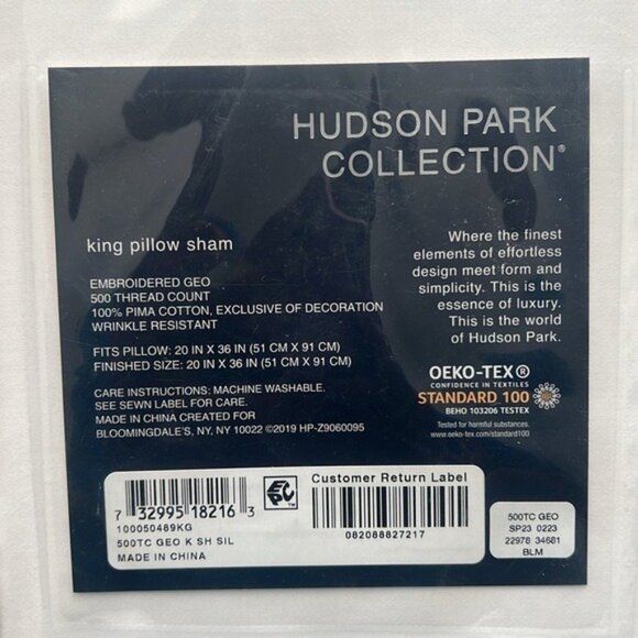 X2 Hudson Park Collection Embroidered Geo King Sham in White/Silver, $155/each - Picture 6 of 8